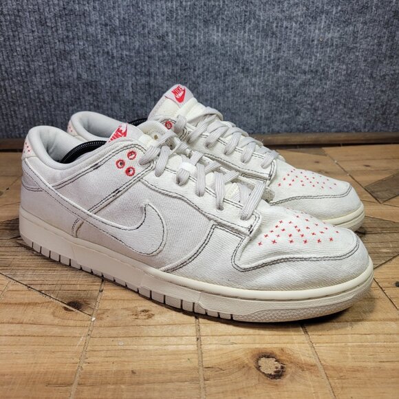 Nike Dunk Low Sashiko Men's 12.5 Light Orewood Brown 2022 Denim Star Shoes - Picture 1 of 12